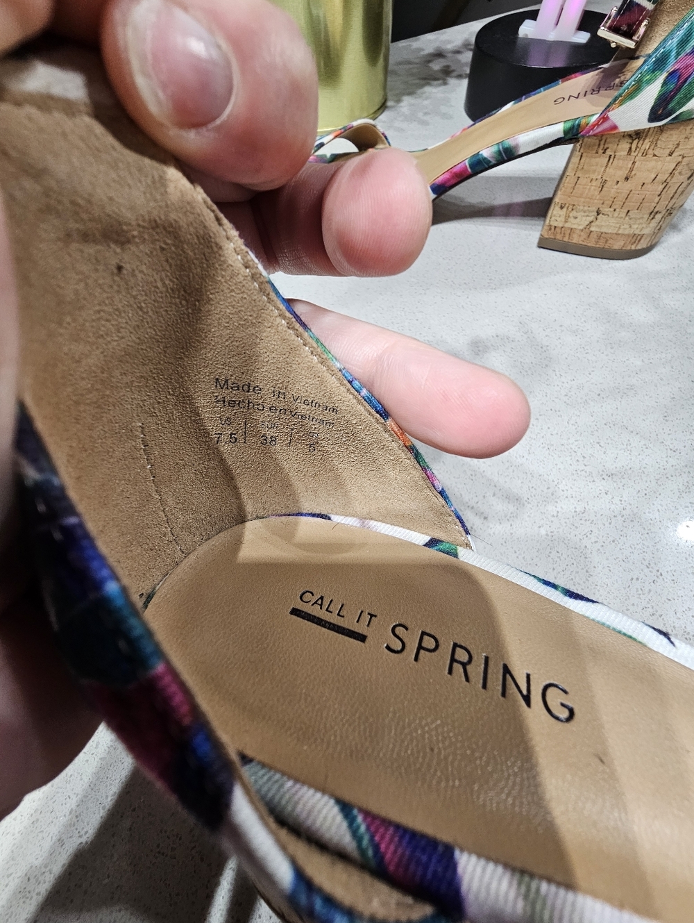 Call It Spring Multicolor Floral Cork Block Heel Sandals - Picture 5 of 6